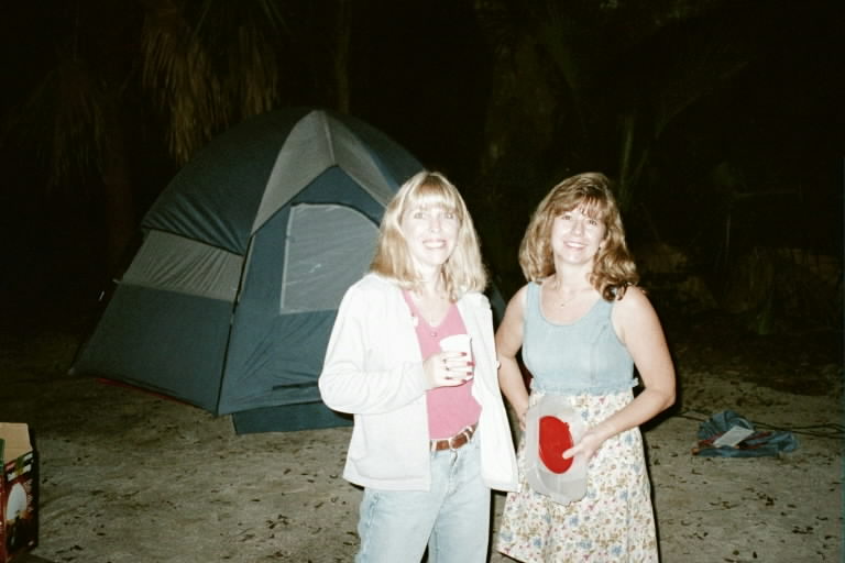 Susie and Debbie strike a pilgrim pose