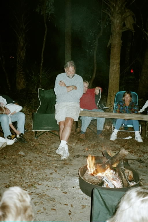 Bo leaps out of his lounger and does a lively Irish jig by the campfire