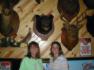 Cherie and Suzi pose with a bear at the Hunter's and Fishermen's Tavern in Lena, WI